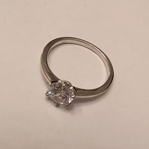 Sterling Silver Clear Solitaire Crystal Ring